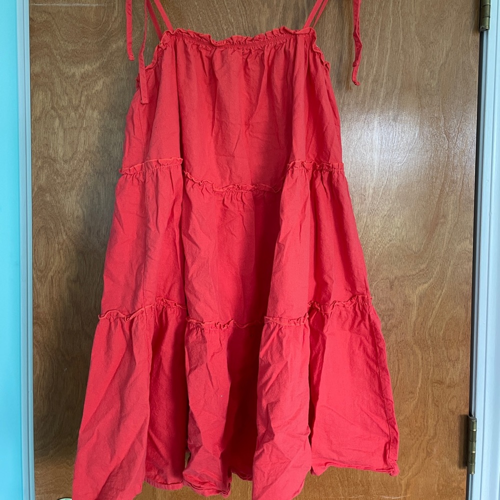 Orange Tie Strap Babydoll Dress